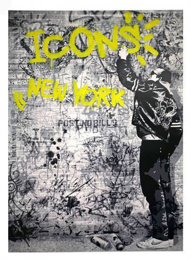 Mr Brainwash - The Wall -Yellow (Keith Haring)
