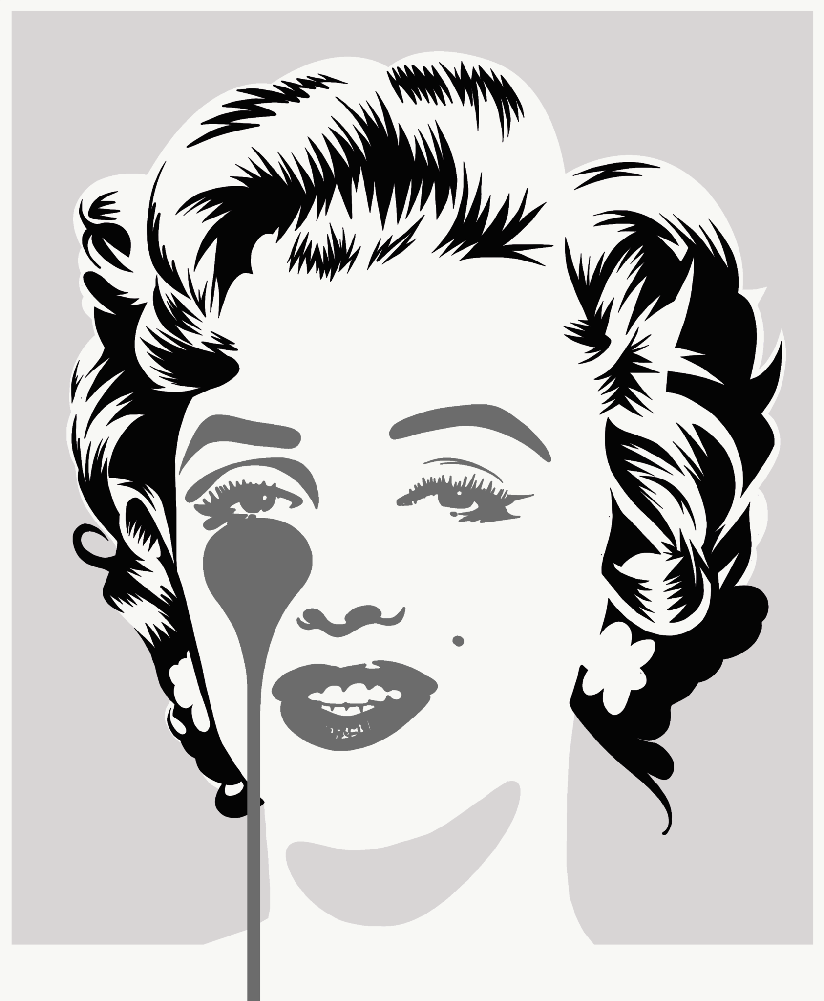 Pure Evil -  Marilyn - Silver and Black Print