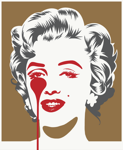 Pure Evil - Marilyn - Gold and Grey Print