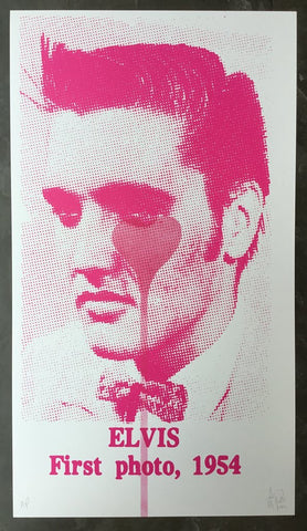 Pure Evil - Elvis First Photo, 1954 - Pink Heart - Signed Screenprint