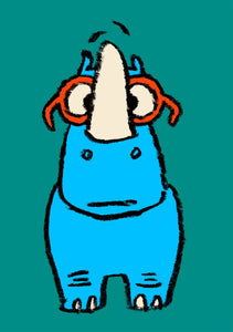 Ryan Gillett - Rhino glasses - Screenprint - Limited Edition