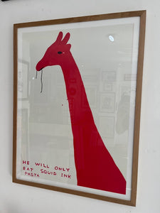 David Shrigley - He Will Only Eat Squid Ink Pasta (Framed Poster)