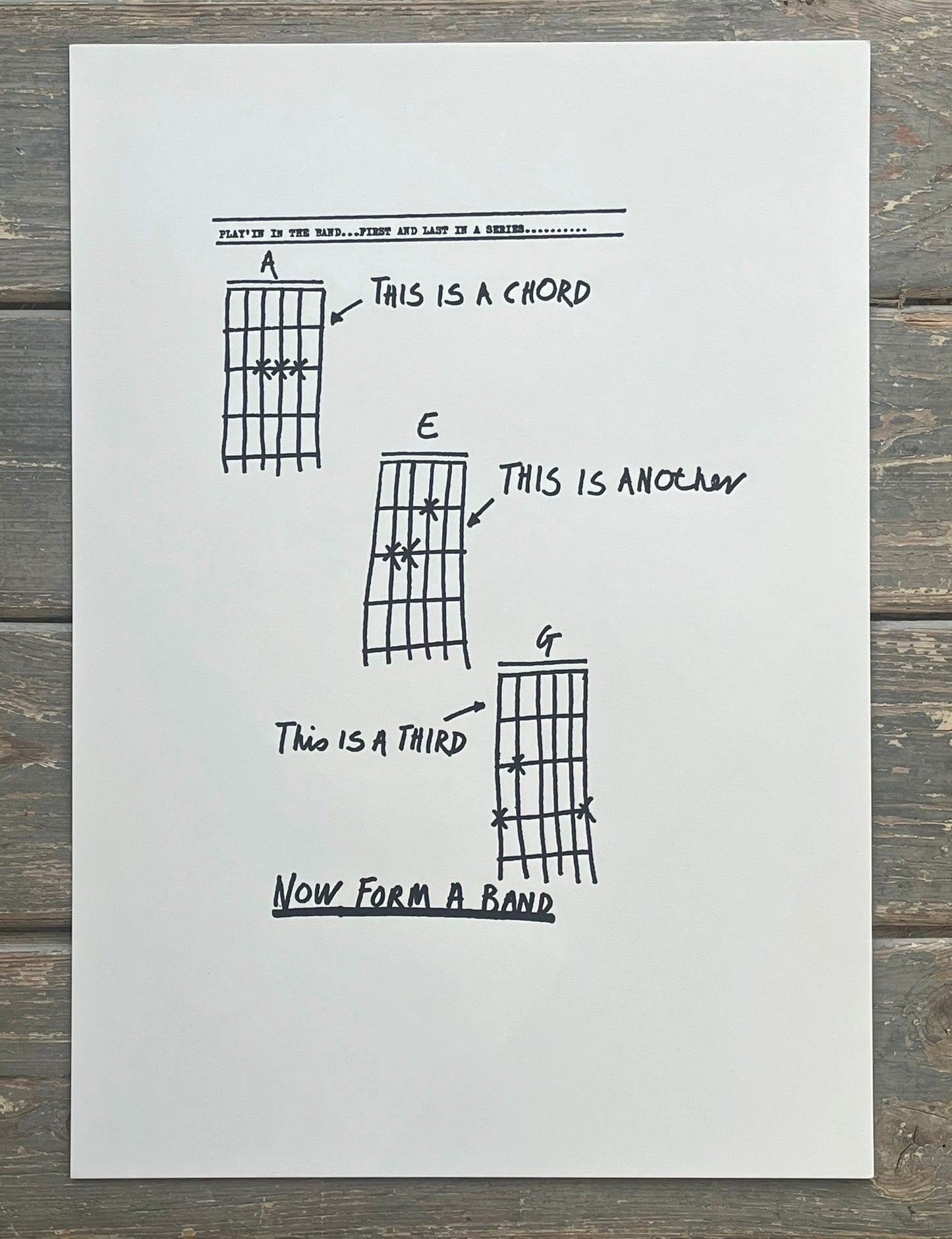 Tony Moon - Three Chords (Now Form A Band) (Letterpress)