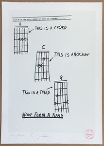Tony Moon - Three Chords (Form A Band) - signed punk screenprint