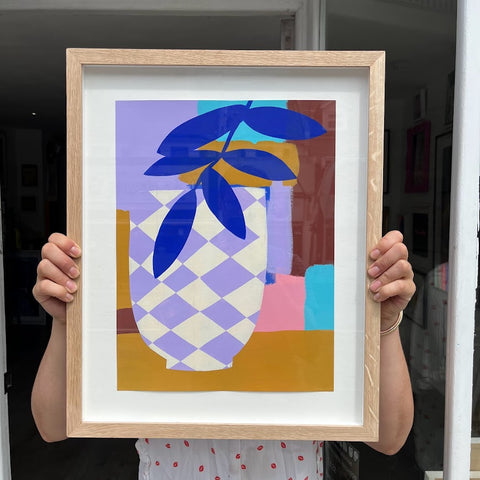 HelloMarine - Vase Parme (Original Framed Painting on Paper)
