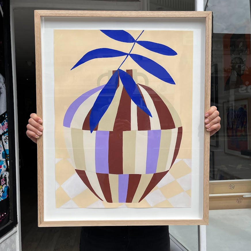 HelloMarine - Vase Sienne et Parme (Original Framed Painting on Paper)