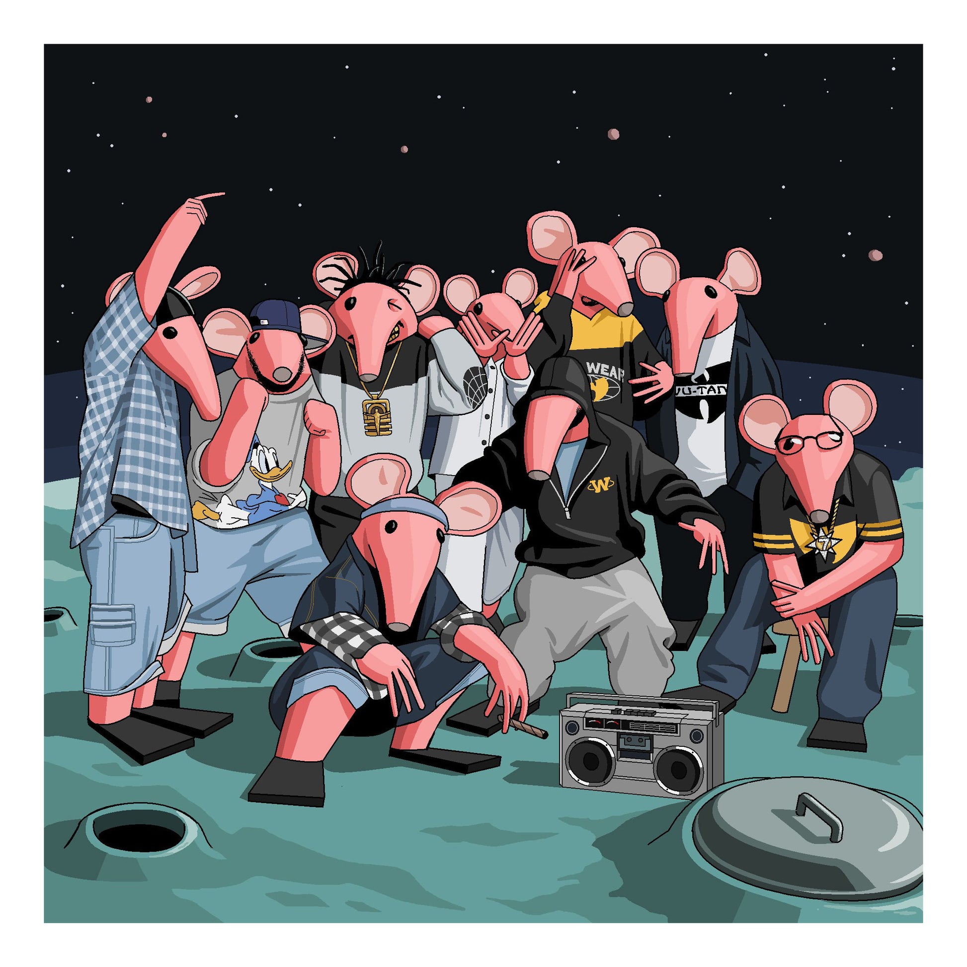 Jim'll Paint It - Wu-Tang Clangers - Signed Print