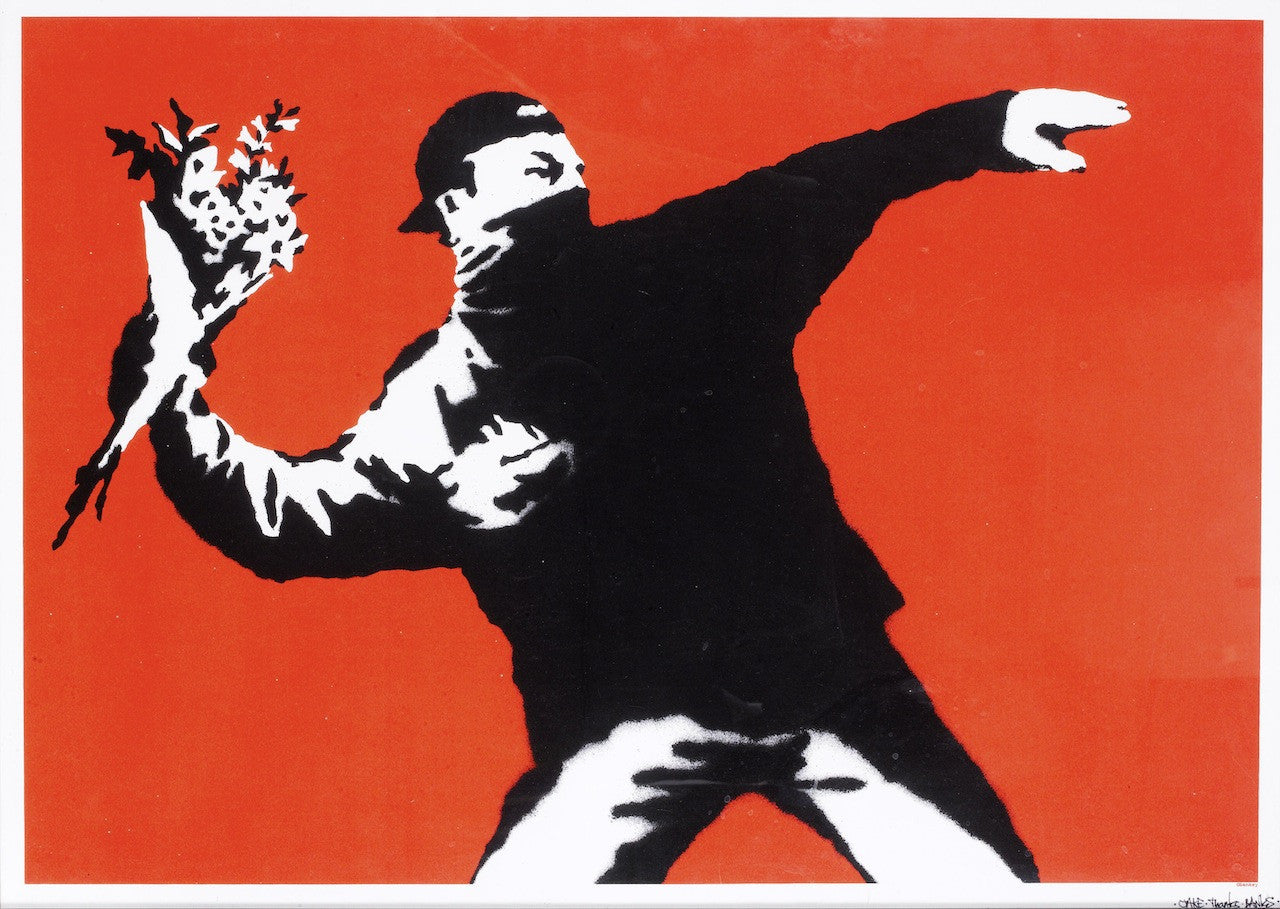 Banksy - Love Is In The Air / Flower Thrower - Signed Screenprint