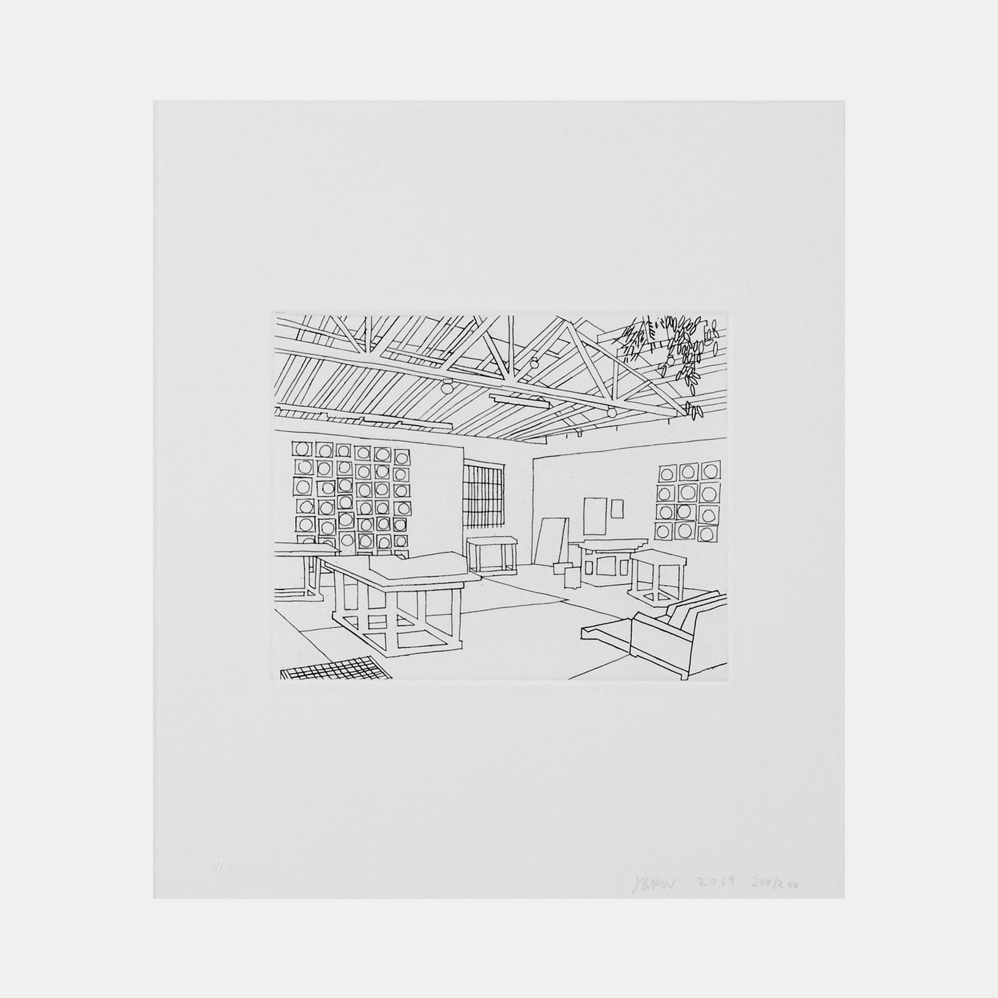 Jonas Wood - Bball Studio (2019 Etching) Phaidon 