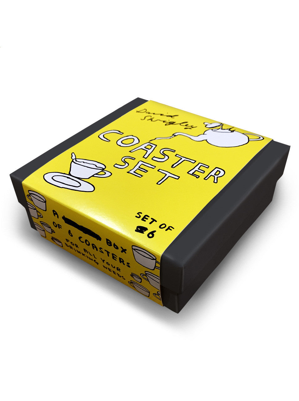 David Shrigley - Box of 6 Coasters (Coaster Set 1 - Black & White)