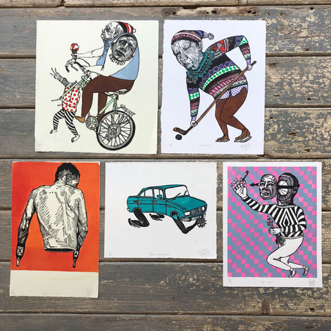 Troy Lovegates/ Other - Set of 5 lino cut prints