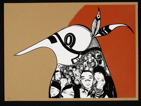 Lucy McLauchlan - Warrior Bird (Red) Signed Print Pictures On Walls Screenprint